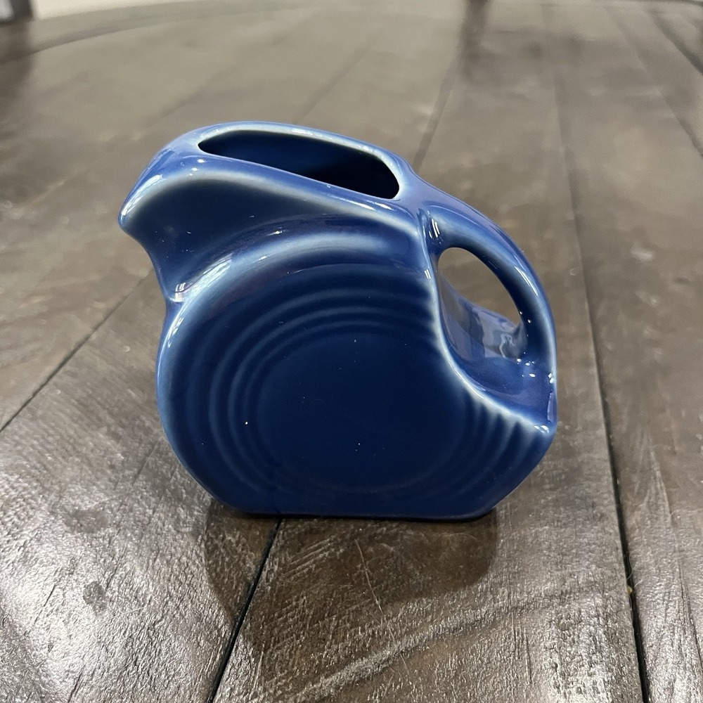 Homer Laughlin Fiesta Lapis Blue 4 oz. Mini Disc Pitcher - Picture 3 of 6